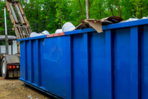 Blu dumpster, recycle waste recycling container trash on ecology and environment